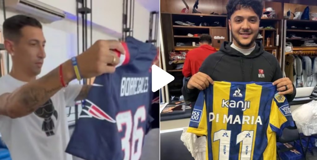Ángel Di María sorprendió a una estrella de la NFL  con un regalo&nbsp;especial